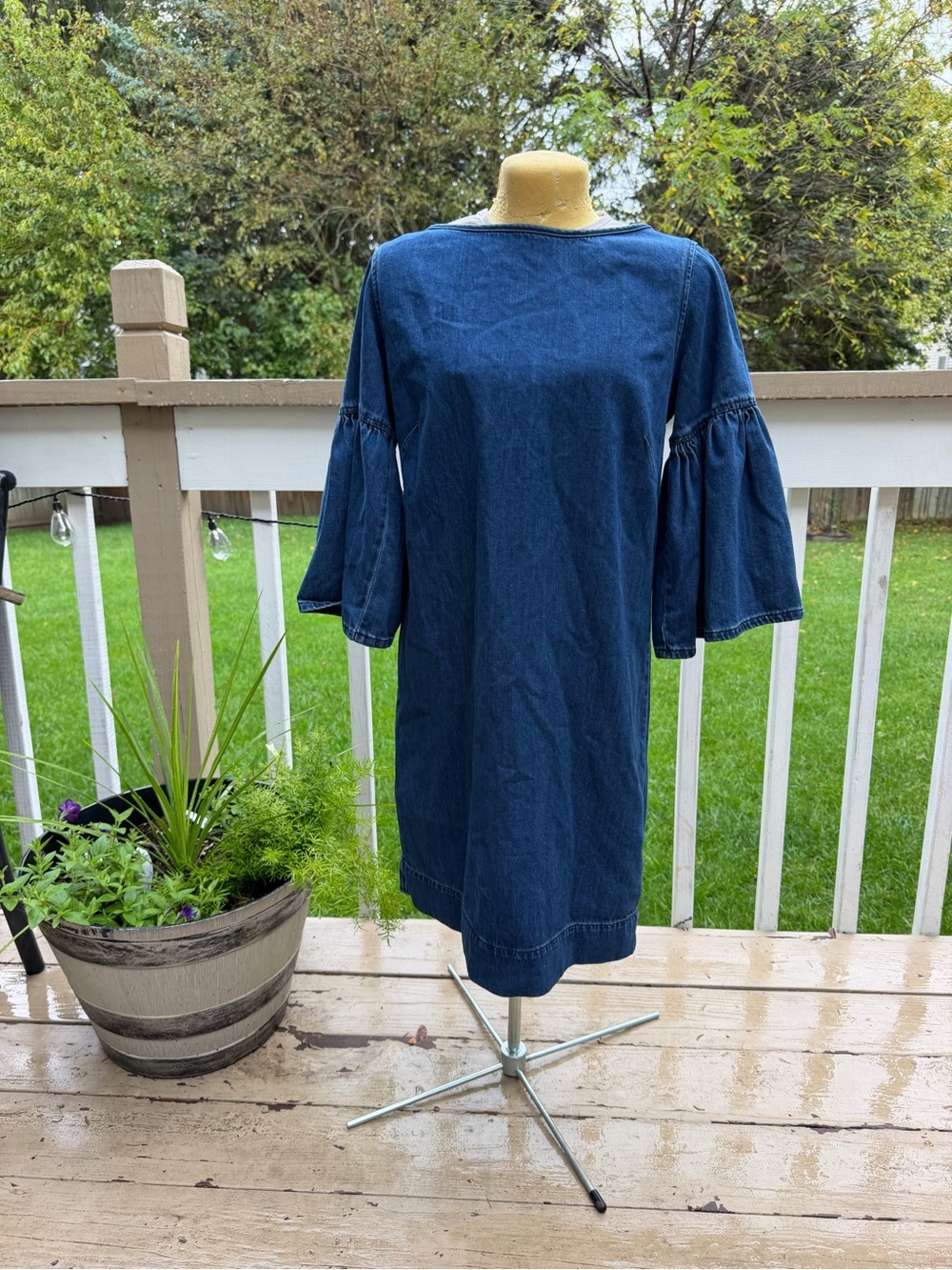 Ralph Lauren Indigo Denim Bell Sleeve Shift Dress